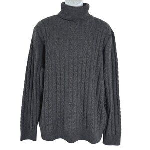 J. Crew Supersoft Lambswool Blend Cable‎ Knit Turtleneck Sweater Mens XL FS-1364
